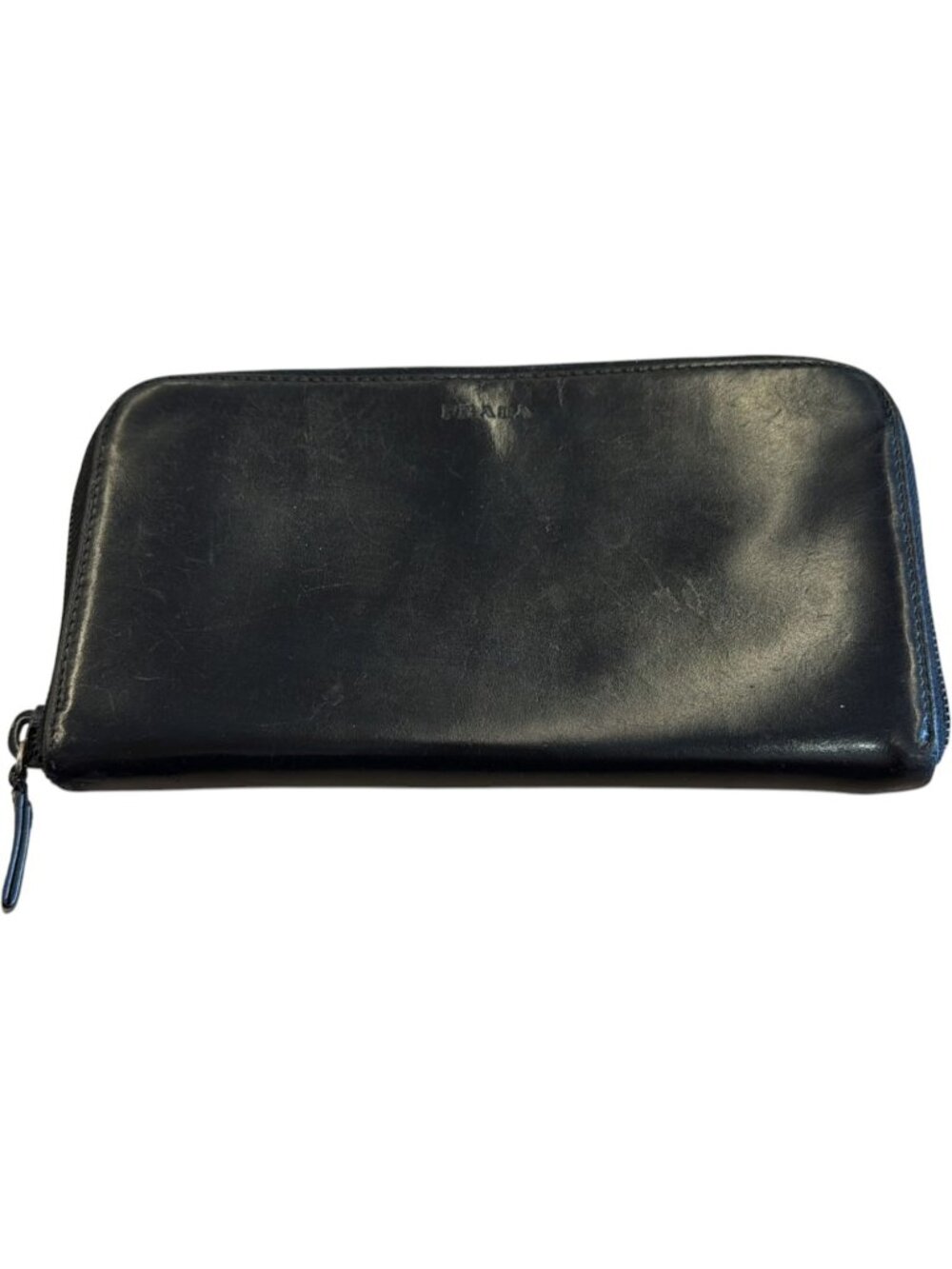 740146CR C1 Prada Wallet Long Black Leather